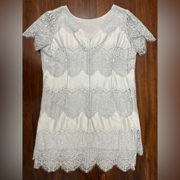 Sundance Northern Sky Shift Dress Size XXL Light Blue Layered Lace Wedding EUC - Picture 2 of 10